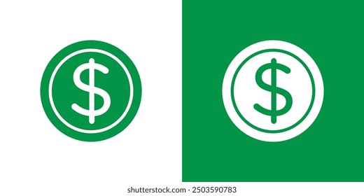 Coin icon Flat vector set outline