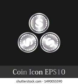 	
coin icon illustration symbol with dark background vector design