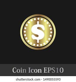 	
coin icon illustration symbol with dark background vector design