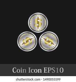 	
coin icon illustration symbol with dark background vector design