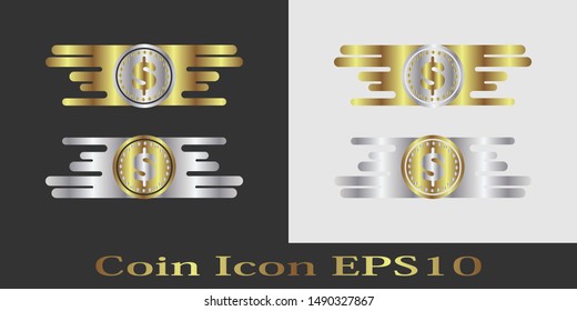 	
coin icon illustration symbol vector design