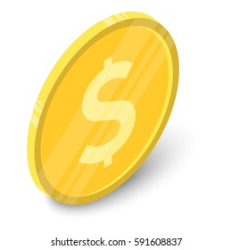 Coin icon. Isometric illustration of coin vector icon for web