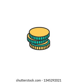 coin icon line design. Business icon vector illustration