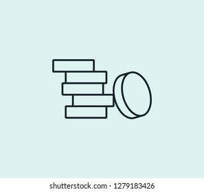 Coin icon line isolated on clean background. Coin icon concept drawing icon line in modern style. Vector illustration for your web mobile logo app UI design.