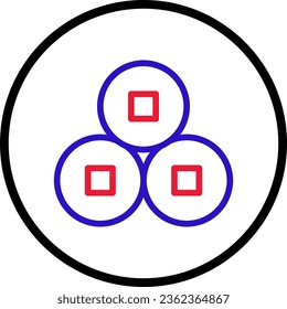 Coin icon line rounded red blue colour chinese new year vector element and symbol perfect.