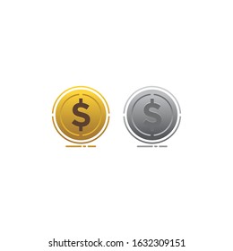 Coin Icon Logo Design Element
