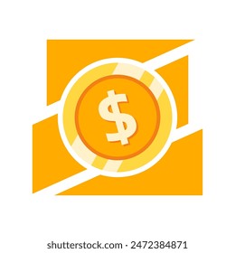 Coin Icon Logo Design Element Vector Illustration.