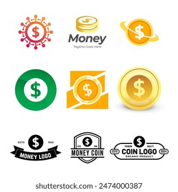 Coin Icon Logo Design Element Vector Illustration.