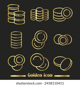 coin icon or logo isolated sign symbol vector illustration - high quality gold color vector icon.
