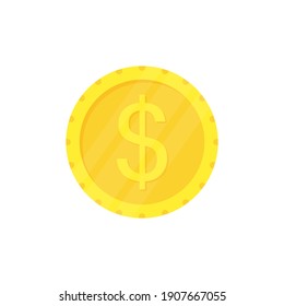 Coin icon. Money dollar gold symbol. Business pay concept. Vector isolated on white