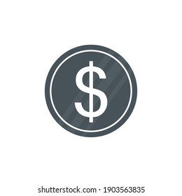 Coin icon. Money dollar symbol. Busines pay concept. Vector isolated on white