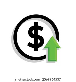 coin icon. money strengthens, rises. money management vector, business and finance icon, showing continuous movement. Mixed design style