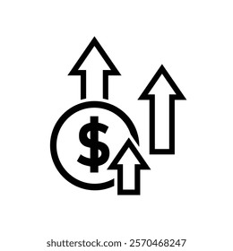 coin icon. money strengthens, rises. money management vector, business and finance icon, showing continuous movement. Line design style