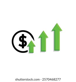 coin icon. money strengthens, rises. money management vector, business and finance icon, showing continuous movement. Mixed design style