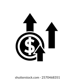 coin icon. money strengthens, rises. money management vector, business and finance icon, showing continuous movement. Solid design style