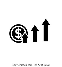 coin icon. money strengthens, rises. money management vector, business and finance icon, showing continuous movement. Solid design style