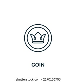 Coin icon. Monochrome simple line Game Element icon for templates, web design and infographics