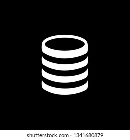 Coin Icon On Black Background. Black Flat Style Vector Illustration.