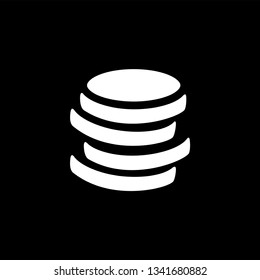 Coin Icon On Black Background. Black Flat Style Vector Illustration.