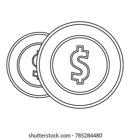 Coin icon. Outline illustration of coin vector icon for web