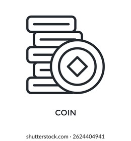 Coin Icon Outline Style. Vector Illustration For Graphic Design