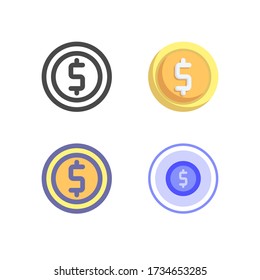 coin icon pack isolated on white background. for your web site design, logo, app, UI. Vector graphics illustration and editable stroke. EPS 10.