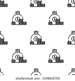 coin icon pattern. Seamless coin pattern on white background.