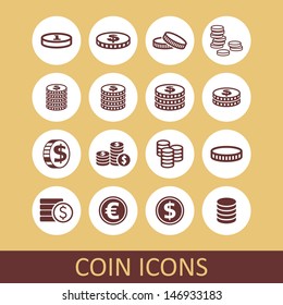 Coin icon set