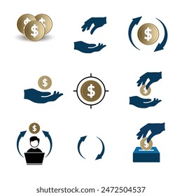 conjunto de iconos de moneda. estilo de diseño plano. Adecuado para su uso en finanzas, banca, informes, favores, etc. Plantillas de diseño de Vectores