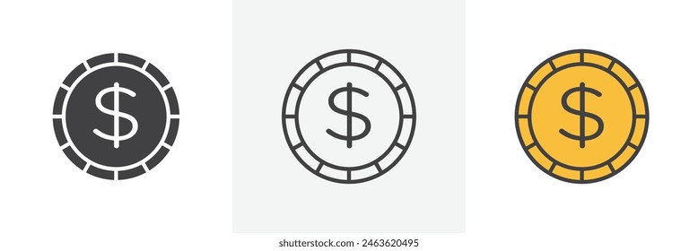 Conjunto de iconos de moneda. Iconos que representan monedas de dólar.