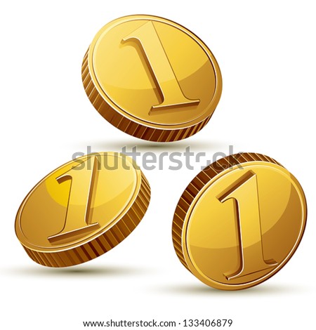 Coin icon set isolated on white background, vector.
