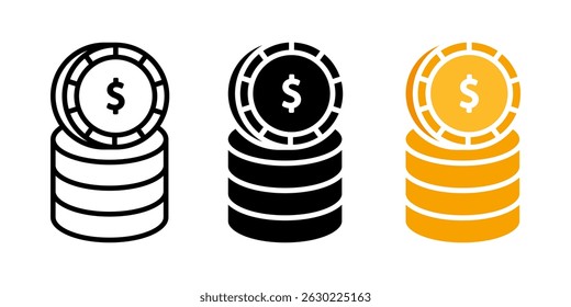 Conjunto de iconos de monedas. para concepto móvil y Diseño web sobre fondo blanco