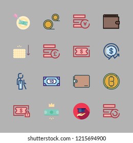 coin icon set. vector set about wallet, scholarship, profits and yen icons set.