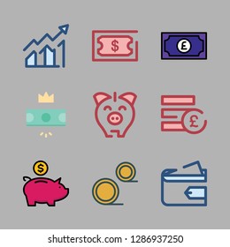 coin icon set. vector set about money, profits, coins and wallet icons set.