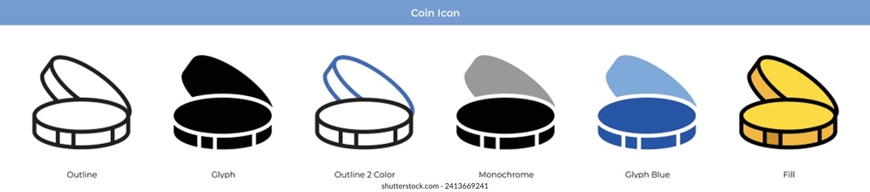 Coin Icon Set Vector Design