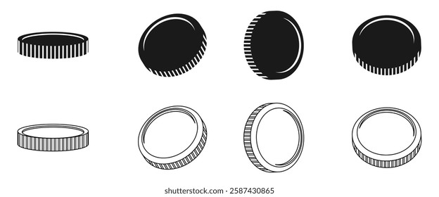 coin icon set vector illustration isolated on white background.