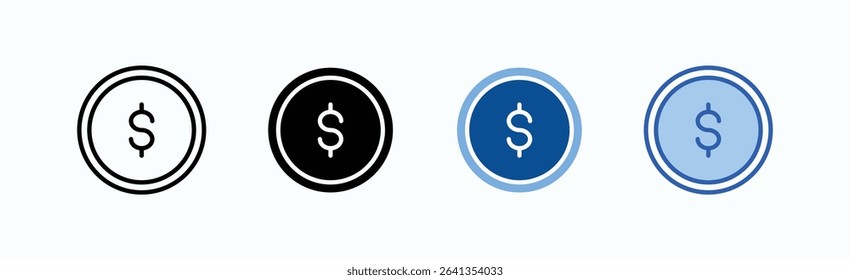 Coin icon sheet multiple style collection isolated vector