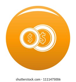 Coin icon. Simple illustration of coin vector icon for any design orange