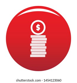 Coin icon. Simple illustration of coin vector icon for any design red