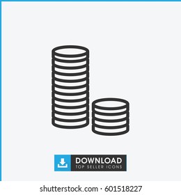 coin icon. simple outline coin vector icon. on white background.