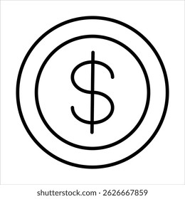 Ícone Moeda. Ilustração de Contorno de Vetor Simples