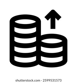 Coin Icon. Coin, Stack of Coins, Growth, Stacking, Savings, Currency, Income, Assets. Vector Icon Illustration