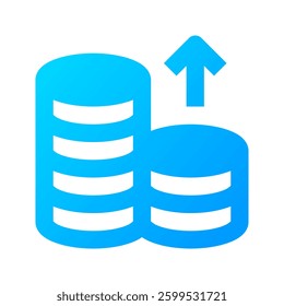 Coin Icon. Coin, Stack of Coins, Growth, Stacking, Savings, Currency, Income, Assets. Vector Icon Illustration