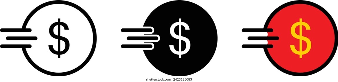 Coin Icon, Symbol lined, isolated and colored style. Dollar coin symbol. Vector illustration