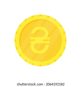 Coin icon. Ukrainian hryvnia currency symbol. Vector isolated on white background