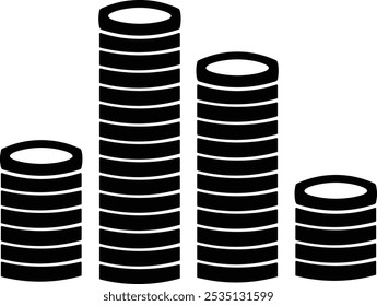 Coin icon vector art design. Stacked Coin Icon Financial Growth Success. Coin silhouette, Coin symbol