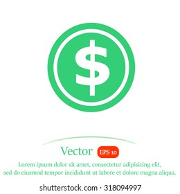Coin icon, vector illustration.