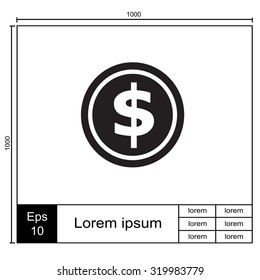 Coin icon, vector illustration.