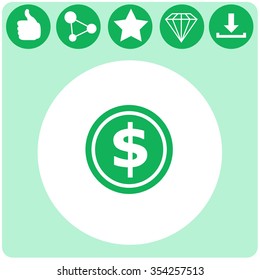 Coin icon, vector illustration.