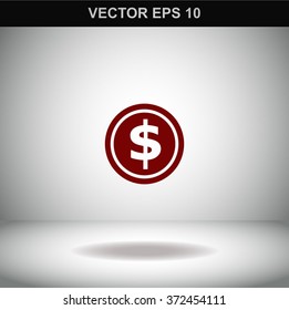 Coin icon, vector illustration.